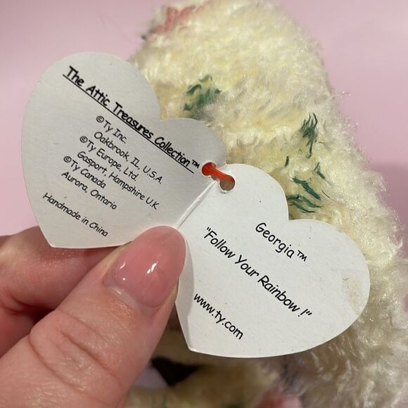 Ty Attic Treasures Collection “Georgia” the Bunny Holding a Ball! (9 inch) NWT - Picture 7 of 9